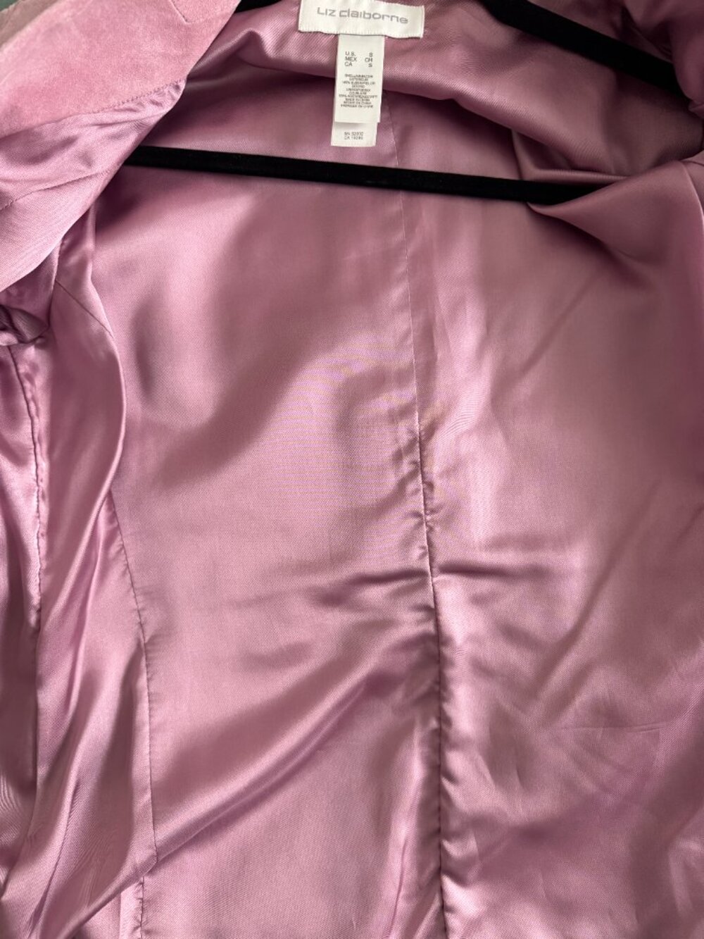 Liz Claiborne Pink Suede Leather Blazer Jacket Womens Small Y2K Career Chic - Picture 11 of 13